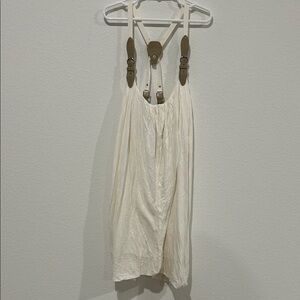 Ivory Bubble Tank Top with Unique Brown Straps